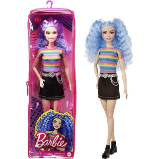 ĐỒ CHƠI BARBIE -  Búp bê thời trang Barbie - Rainbow Striped Top / Black Skirt- MÃ SP GRB61/FBR37