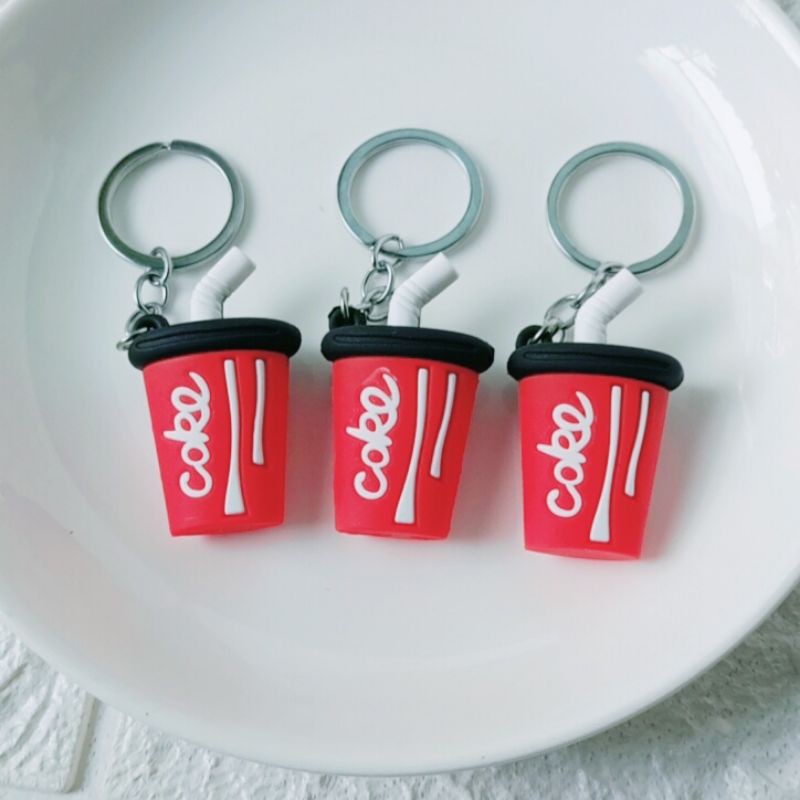 Móc khóa hình ly nước mini COKE siêu đẹp, móc khóa cute dễ thương