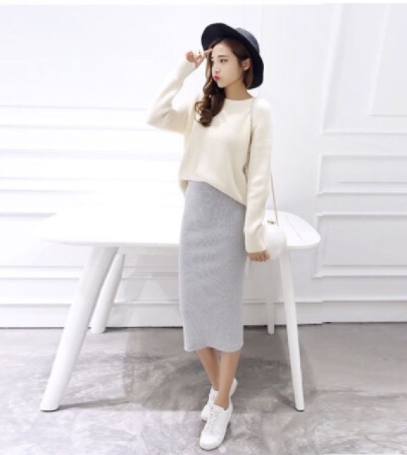 [Sale sốc]Chân váy len tăm xẻ(hàng sẵn - có ảnh thật cuối cùng) | BigBuy360 - bigbuy360.vn