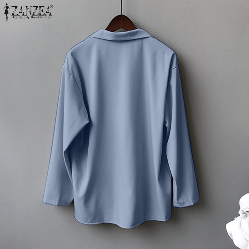 ZANZEA Áo Khoác Blazer Dài Tay Màu Trơn Thời Trang Cho Nữ