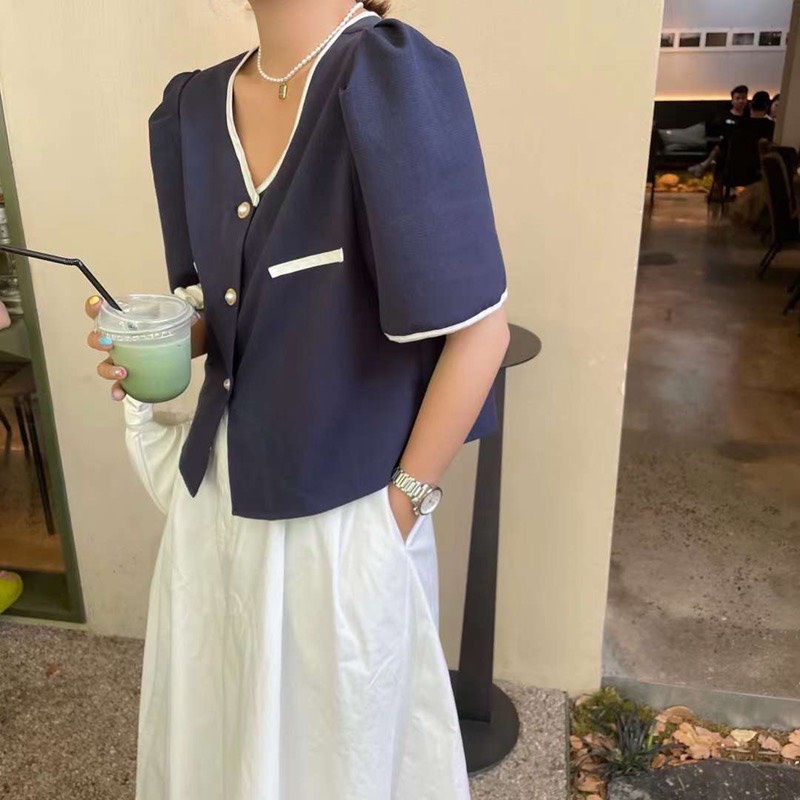Áo croptop xanh navy | 11 HIN