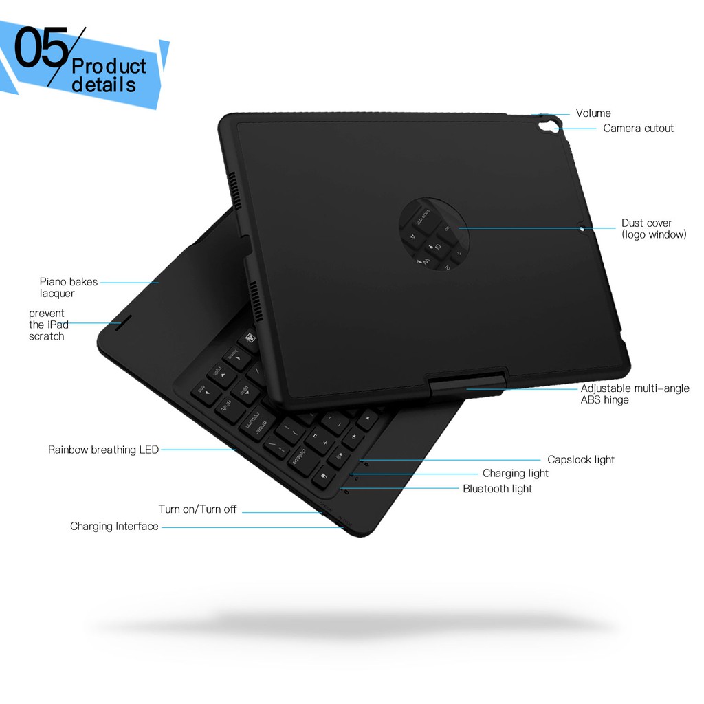 [ HÀNG NHẬP KHẨU] Bàn phím Bluetooth không dây cao cấp cho Ipad Pro 10.5 xoay 360 độ
