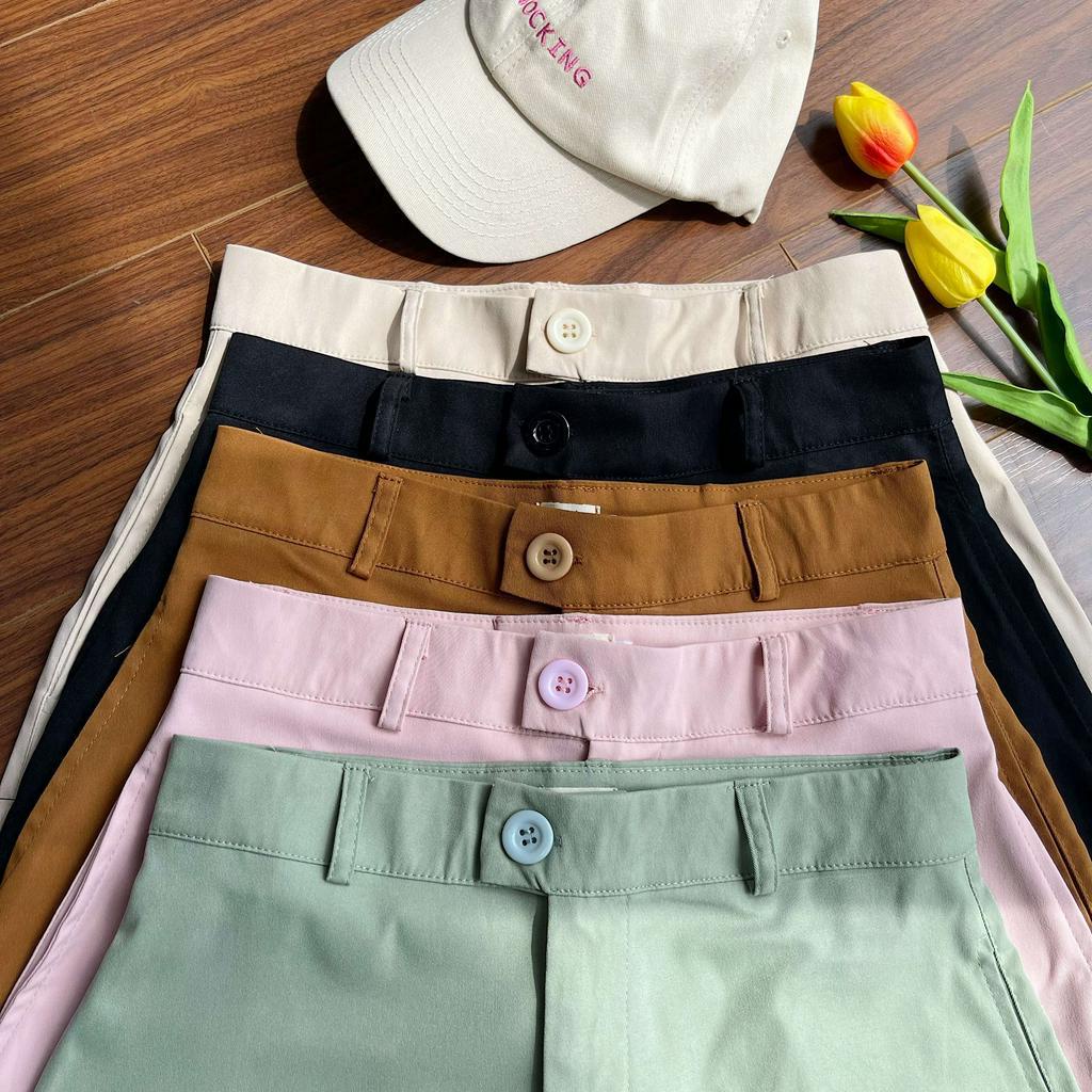 Quần Đùi Kaki Nữ 2 Lớp Lưng Cao Ống Rộng Có Túi Xẻ Dễ Phối Đồ Thích Hợp Dạo Phố TIÊM ĐỒ THÁNG 4 DYLEN SHORT