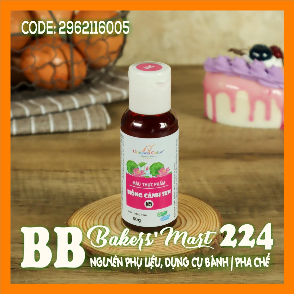 60gr - A05 Màu HỒNG CÁNH SEN thực phẩm làm bánh dạng NƯỚC SIRO Unicorn