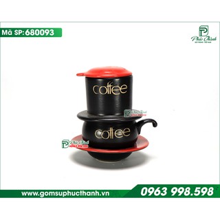 Phin pha cafe bằng gốm sứ đẹp lòng đỏ Gốm Bát Tràng
