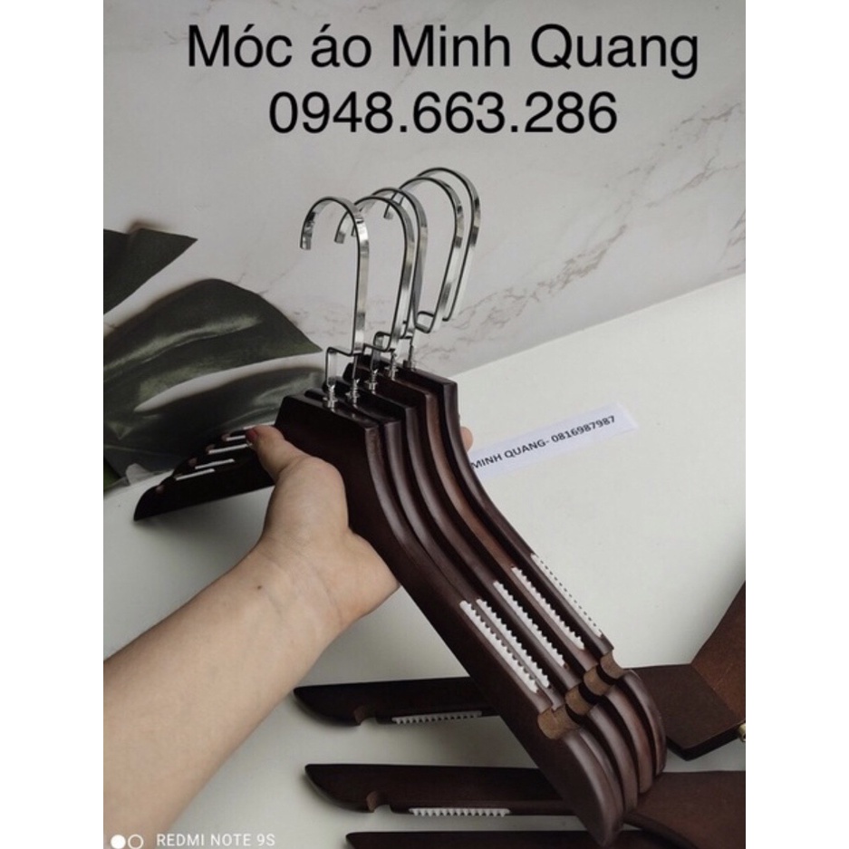 móc gỗ nâu nam bằng đệm vai-móc gỗ nâu-mắc quần áo gỗ-mắc có đệm vai