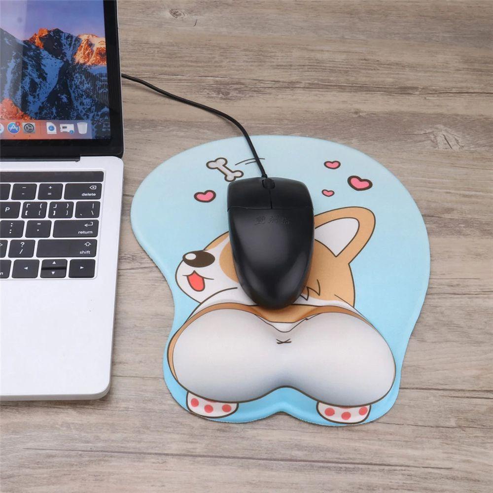 Miếng lót chuột máy tính MMULCK có đệm kê cổ tay thiết kế hình chú chó corgi 3D silica gel thoải mái đáng yêu