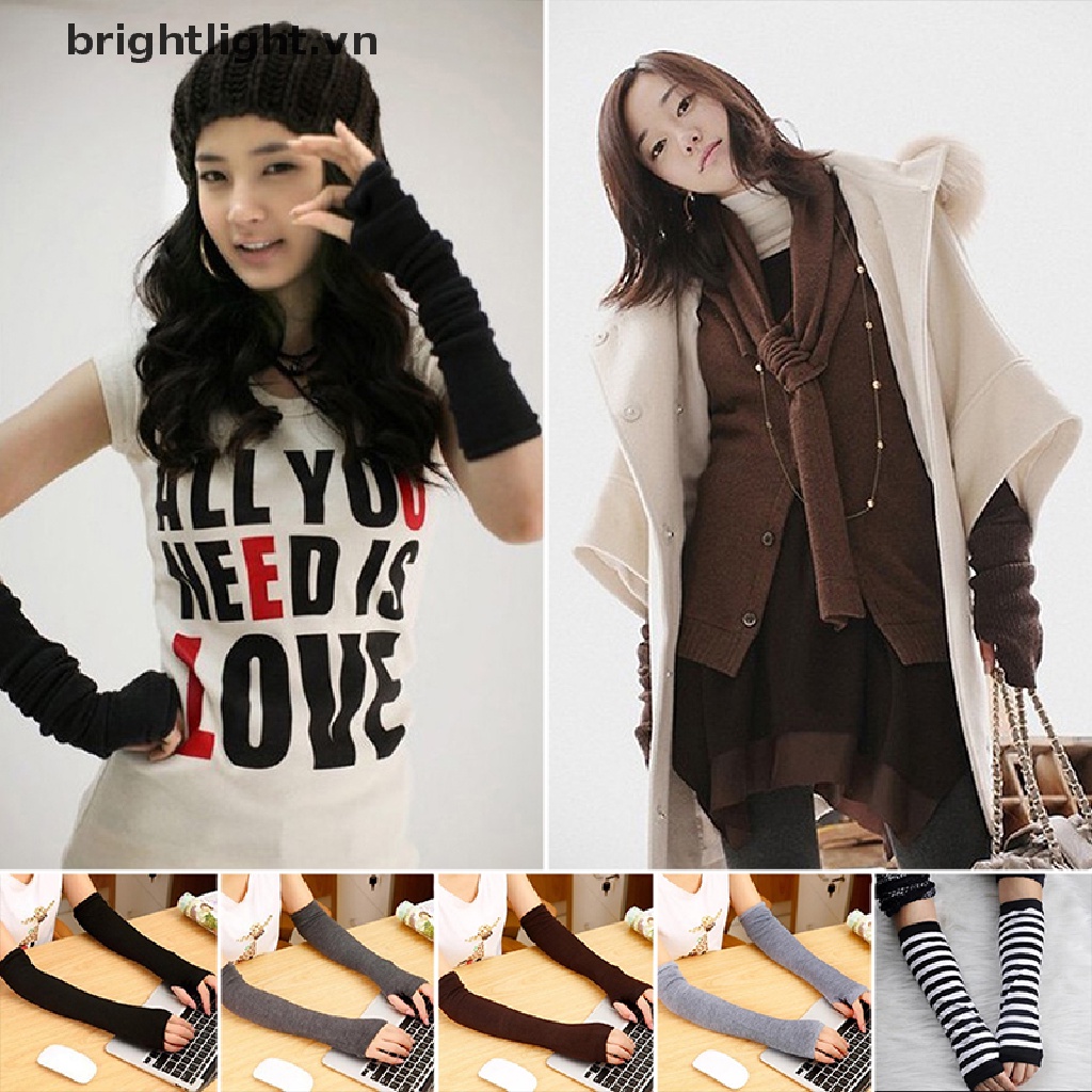 Găng Tay Dài Hở Ngón Giữ Ấm Thời Trang Cho Nữ