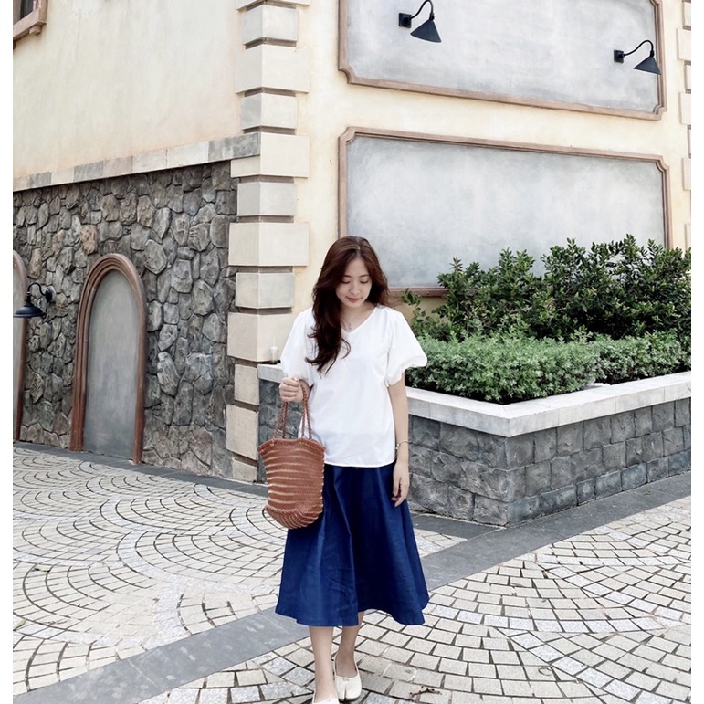 Chân váy denim form xoè thiết kế Ma Vie