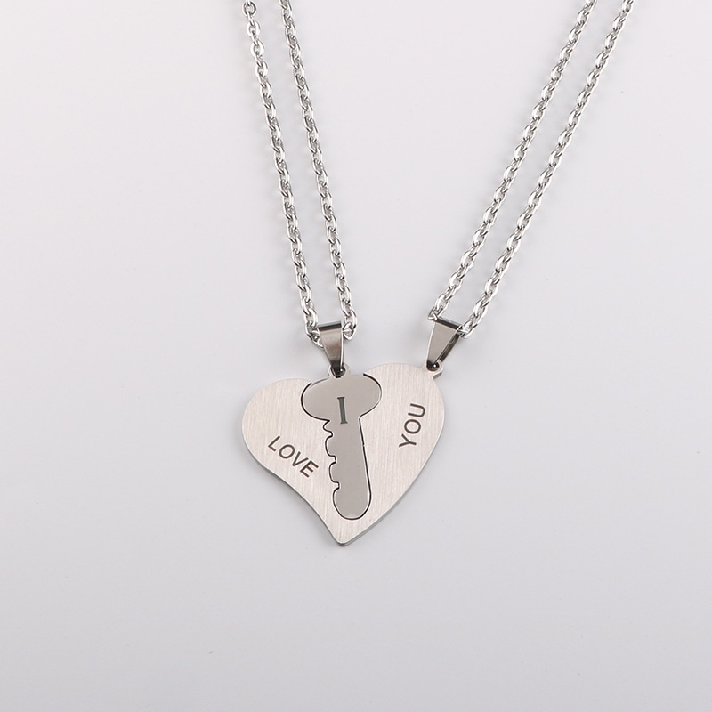 Simple and fashion titanium steel love couple necklace