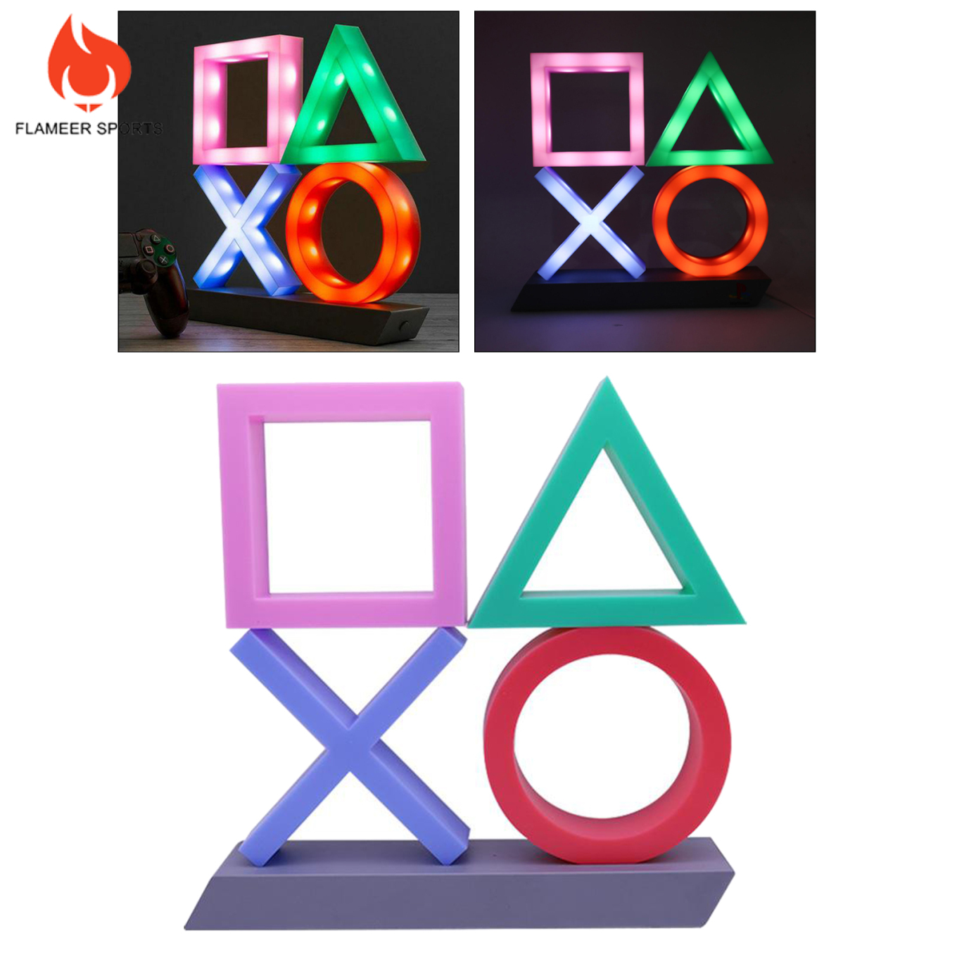 Flameer Sports Playstation Sign Voice Control Game Icon Light Dimmable Lamp Decor Ornament