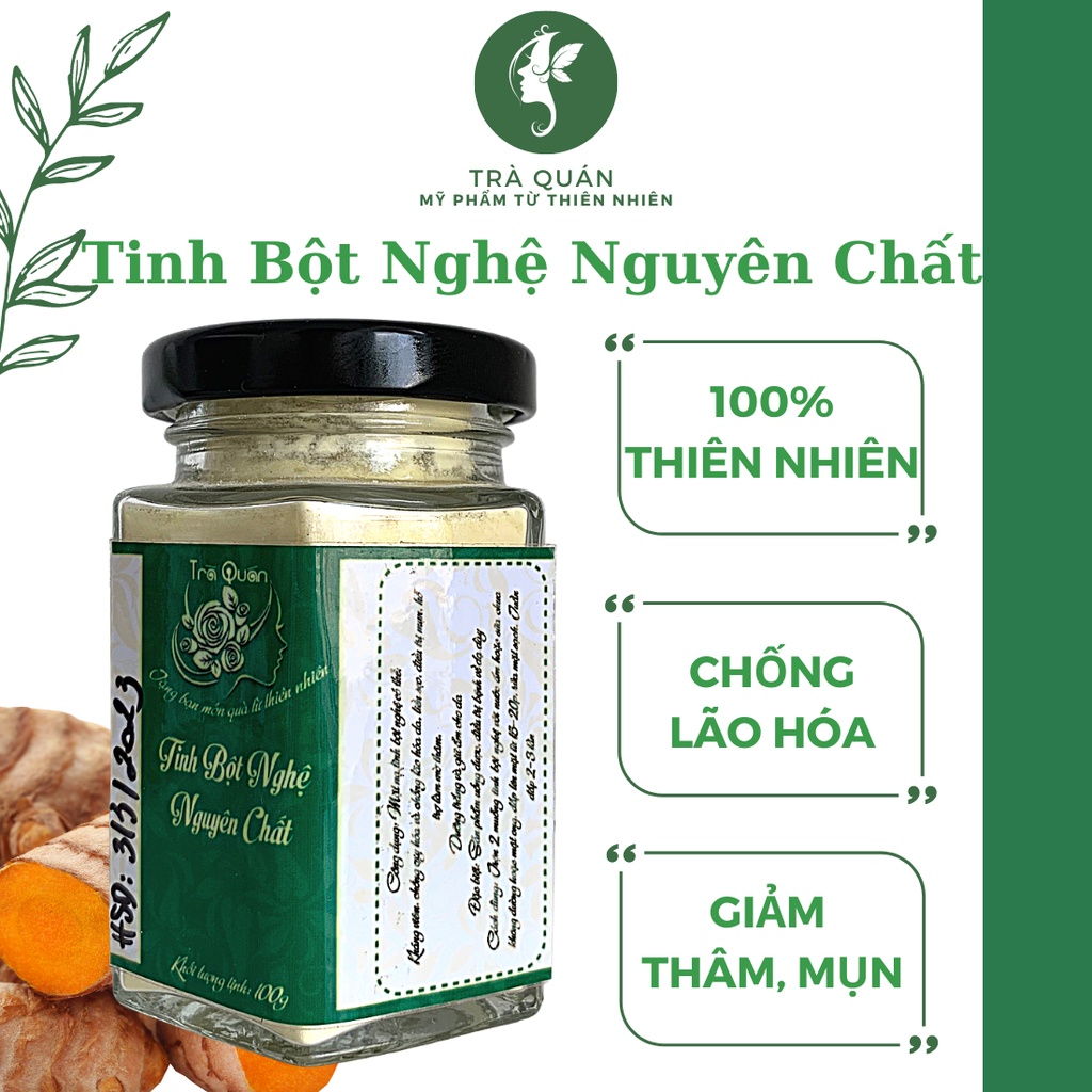 Tinh Bột Nghê Đắp Mặt Nguyên Chất Ngăn Ngừa Mụn Dưỡng Da Trắng Mịn Mờ Thâm Nám Liền Sẹo Chống Lão Hóa Trà Quán 100g