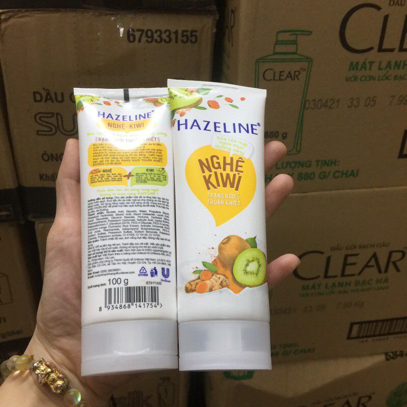 Sữa rửa mặt ngừa mụn sáng da Hazeline Nghệ Hoa cúc / nghệ kiwi 100g