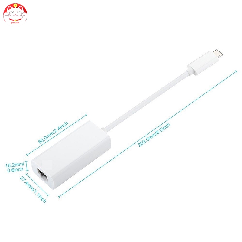 Đầu Chuyển Đổi Từ Cổng Type-C Sang Cổng Rj45 Ethernet Lan Cho Các Thiết Bị Apple