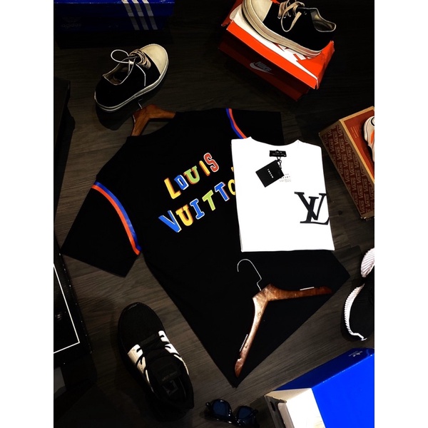 Áo Thun Nam Lv, phông hình Lv cực chất 2 màu Trắng Đen thun cotton co giản cao cấp Form Unisex đẹp giá rẻ HOT nam nữ