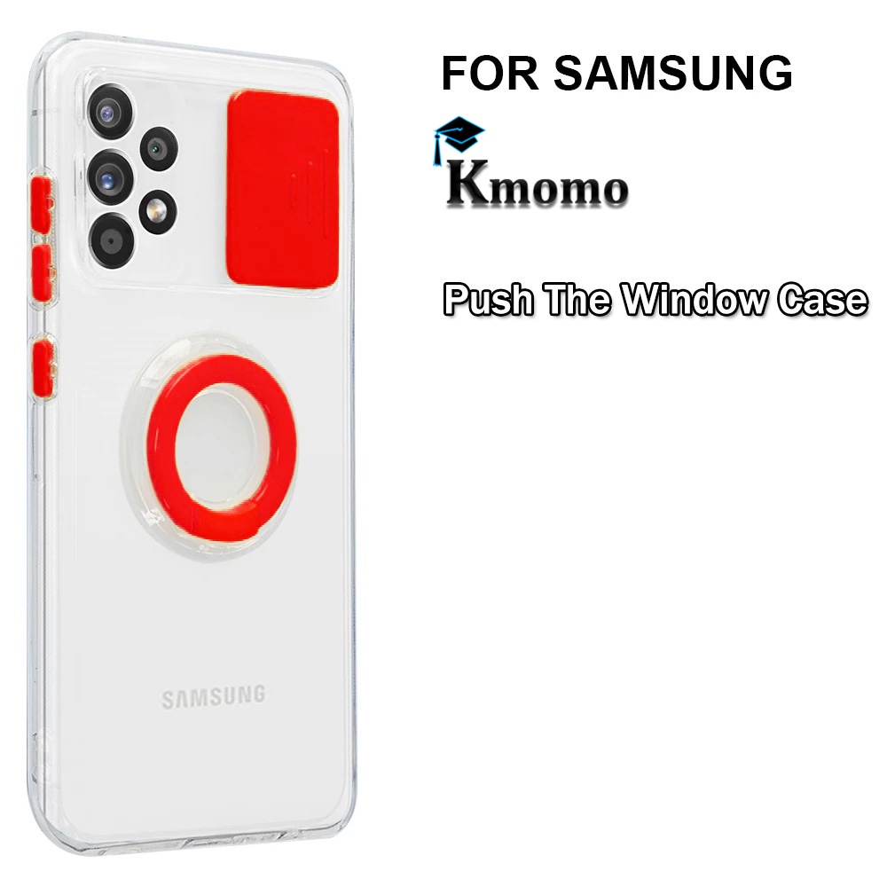 Ốp lưng nắp trượt cho Samsung Galaxy A02 A02s A12 A52 A32 A51 A71 A31 5G Camera Lens Protection With Ring