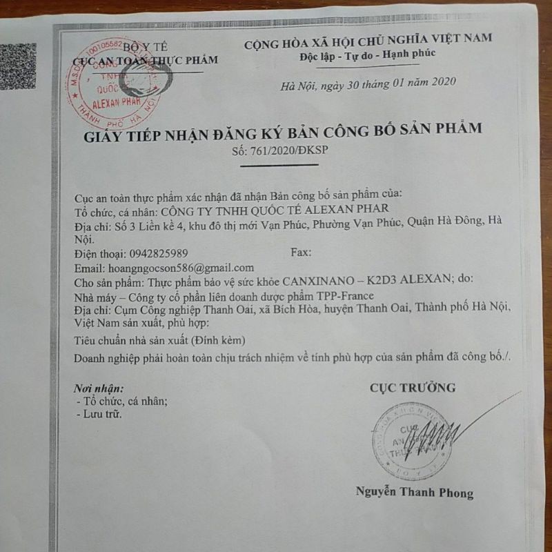 Canxi Nano K2_D3 ALEXAN_ Canxi cho cả gia đình.