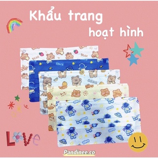 Khẩu trang người lớn in hoạ tiết hoạt hình gấu cute, nhiễu mẫu mới đáng yêu Pandinee KT01