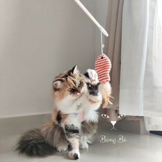 Đồ chơi cần câu bằng gỗ cho mèo