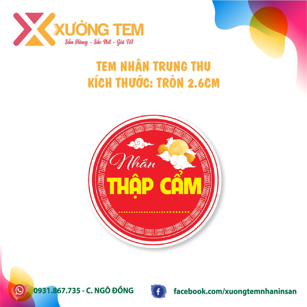 500 Tem Dán, Nhãn Nhân Trung Thu Mới 2022-Cán Bóng Đẹp