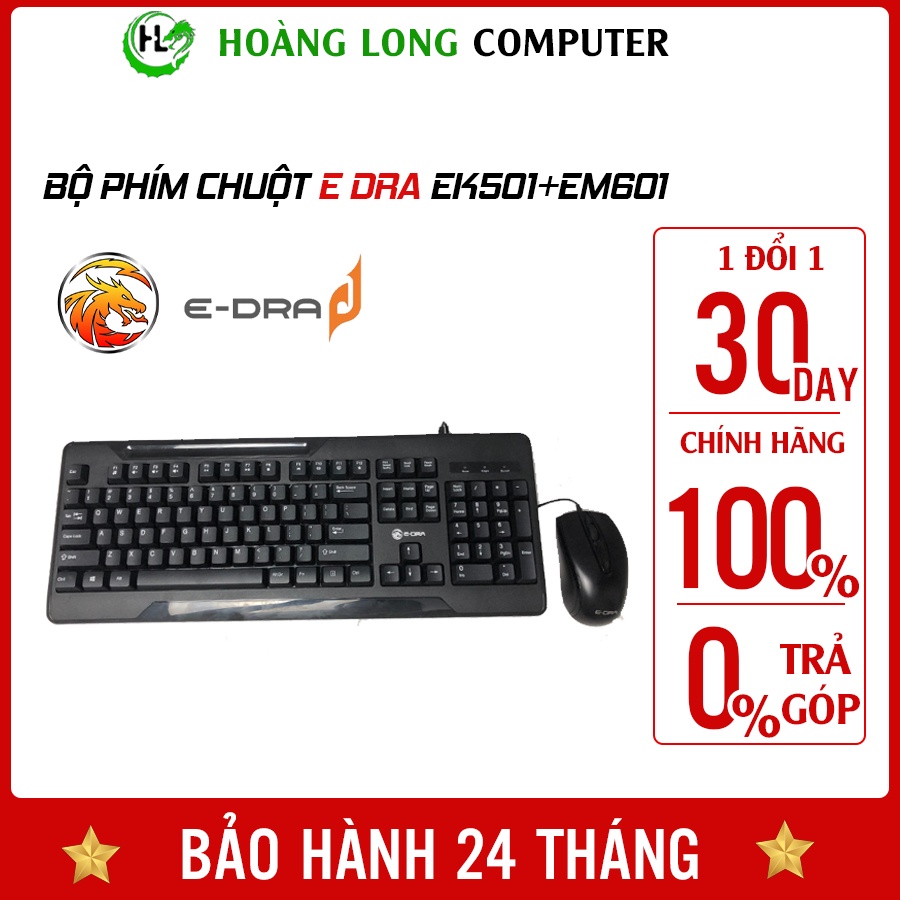 Bộ Phím Chuột Gaming E Dra Bàn Phím EK 501 + Chuột EM 601 Hàng Chính Hãng Bảo Hành 2 Năm - Hoàng Long Computer