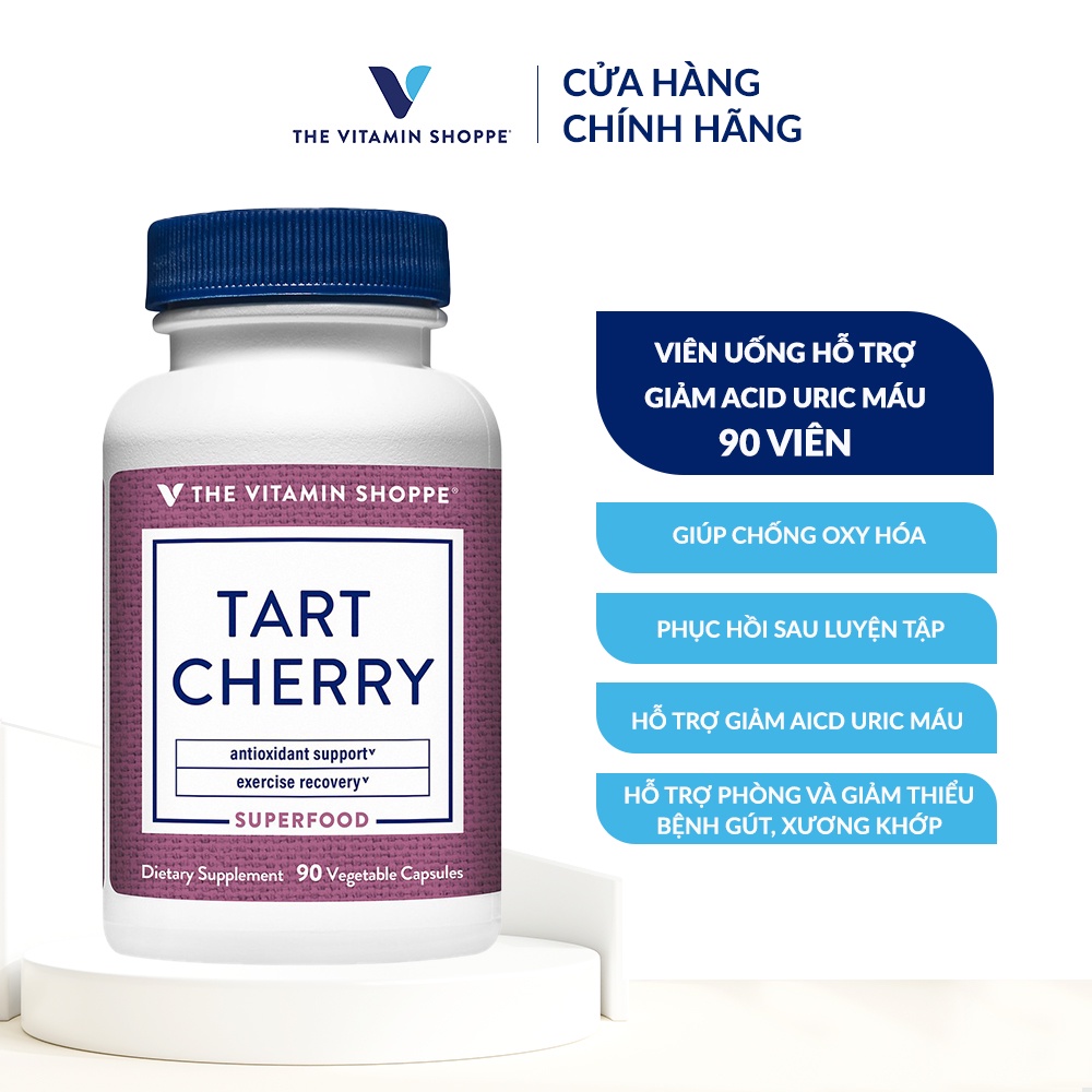 Viên uống hỗ trợ giảm acid uric máu THE VITAMIN SHOPPE Tart Cherry 90 viên