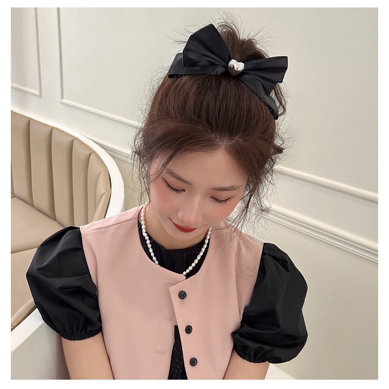 Kẹp Tóc Hình Nơ Màu Đen Dễ Phối Đồ Thời Trang Cho Nữ