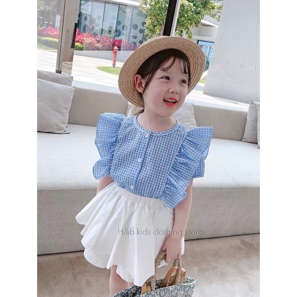 bộ áo đũi xốp xanh quần đũi giả váy cho bé