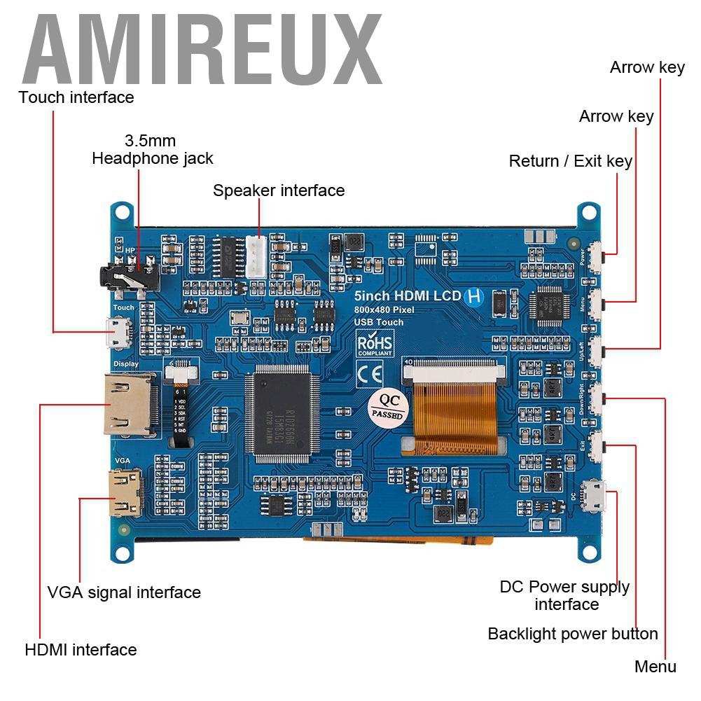 [AMIRE]Màn Hình Cảm Ứng Amirex 5-inch Hdmi Lcd (H) 800x480 Cho Raspberry Pi