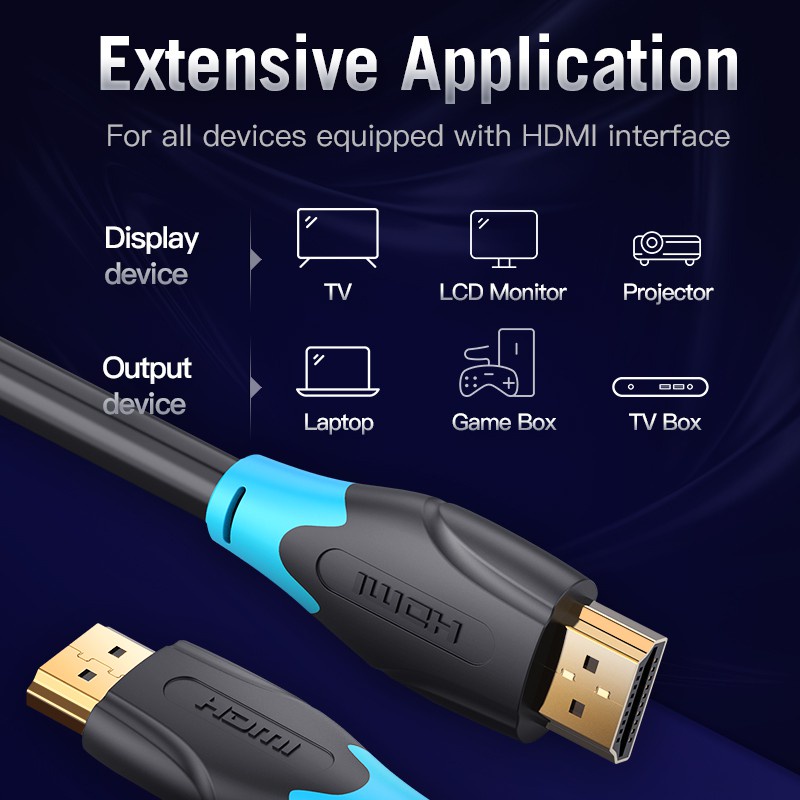 Dây hdmi 2.0 Vention độ phân giải 4K@60Hz dài từ 1m tới 10m