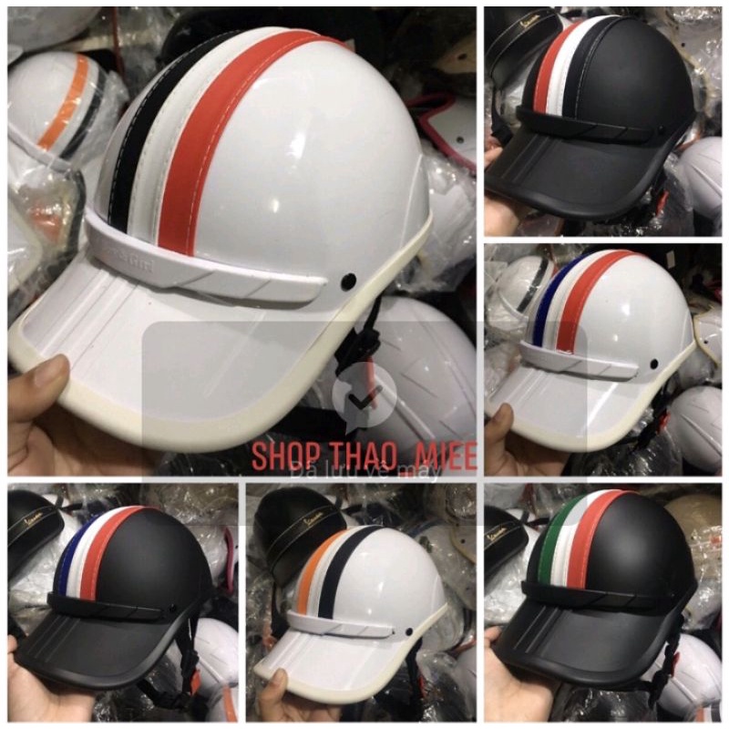 mũ bảo hiểm lưỡi trai thể thao 3 sọc siêu đẹp dày
