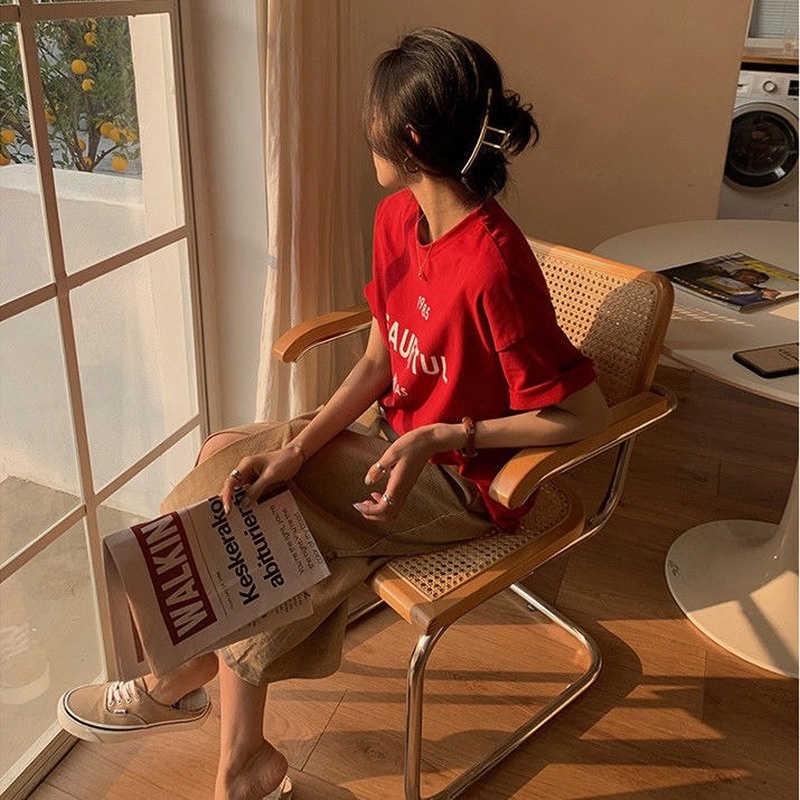 Áo Thun Cotton Dáng Rộng Thiết Kế Mới Thời Trang Mùa Xuân Theo Phong Cách Hàn Quốc Cho Nữ