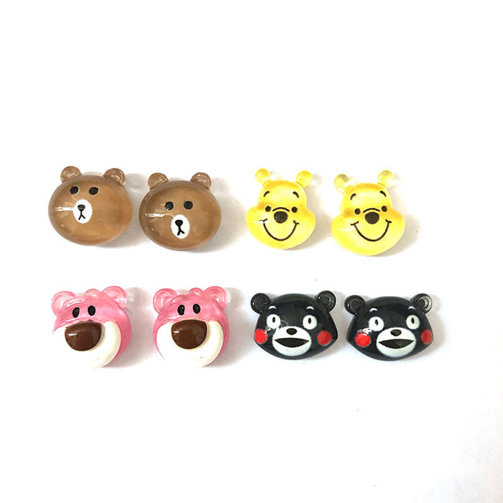 [sweet] 1Pcs/10Pcs woman Cartoon cute Strawberry transprent Resin Bear Nail Art Decor Rotating Nails Decoration