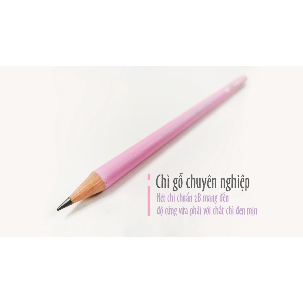 Combo 6 bút chì thân gỗ STABILO Schwan Pastel 421 2B + chuốt chì PS4538 – Màu tím pastel (Pastel Violet)