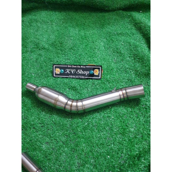 cổ pô 2 khúc Exciter 155 inox 304 bầu tổ ong