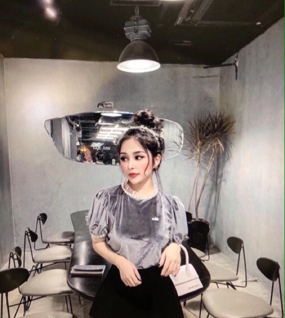 ÁO NHUNG CỘC TAY PHA REN TIỂU THƯ