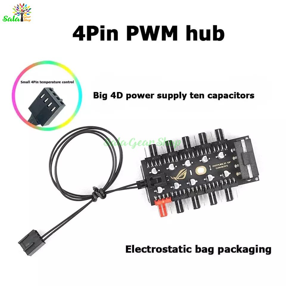 Hub chia fan điều tốc PWM 4pin logo ROG