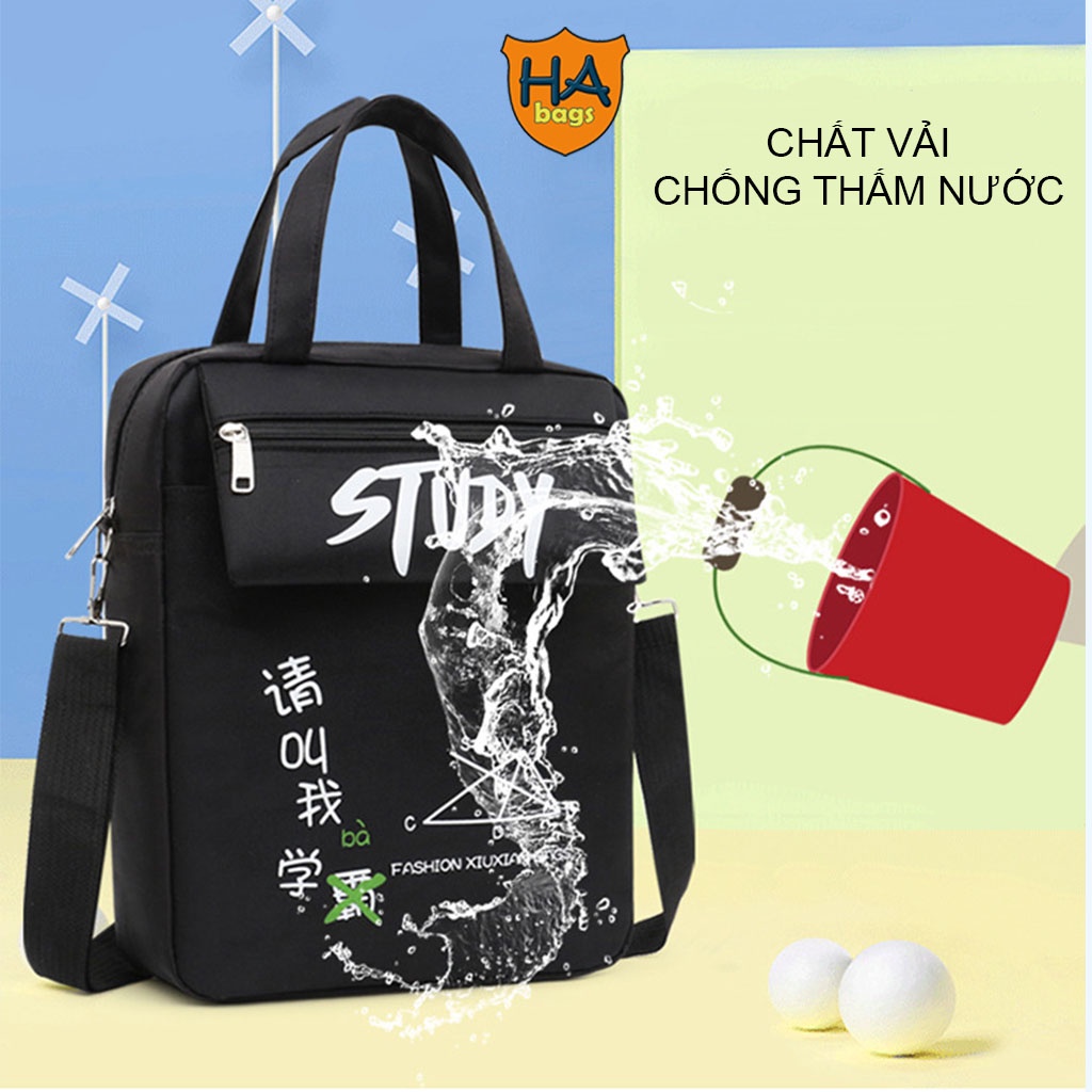 Túi sách đi học thêm, học hè cho học sinh tiểu học HA1025, kích thước 31x27x8cm