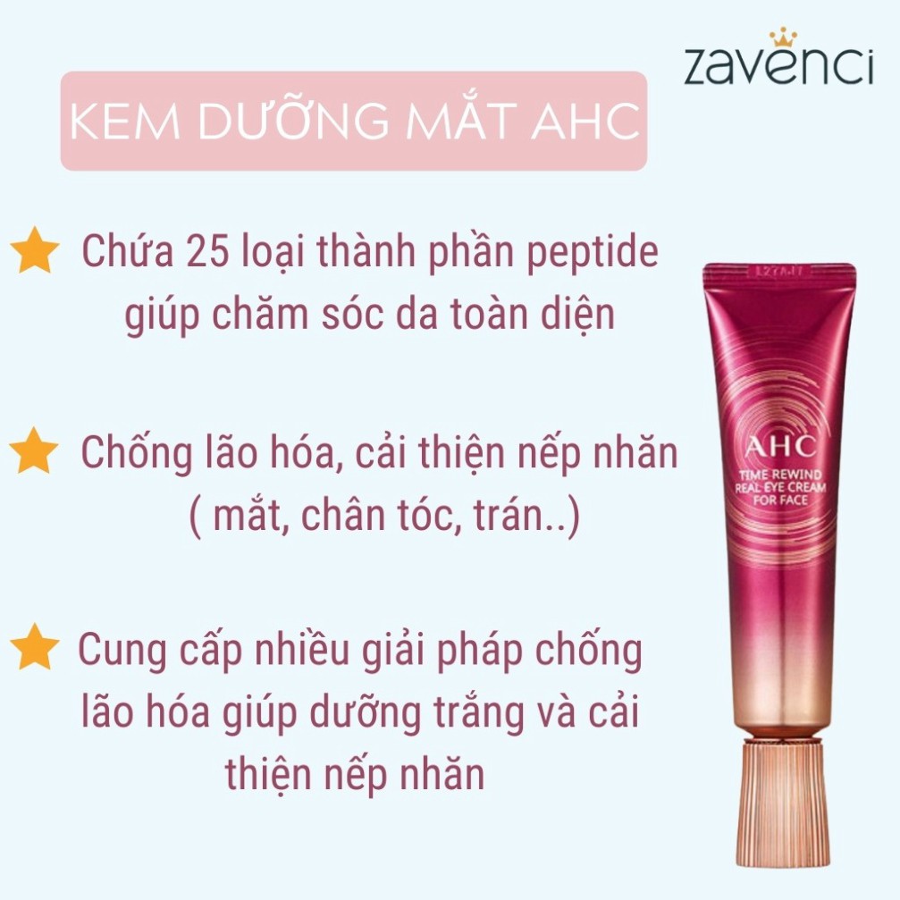 Kem Dưỡng Mắt AHC Ageless Real Eye Cream For Face Dưỡng Ẩm Chống Lão Hoa Vùng Mắt (30ml)