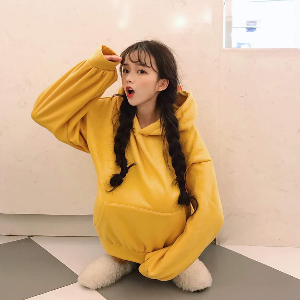 Áo hoodie nỉ bông vịt vàng kute freesize 60kg ( ảnh thật)