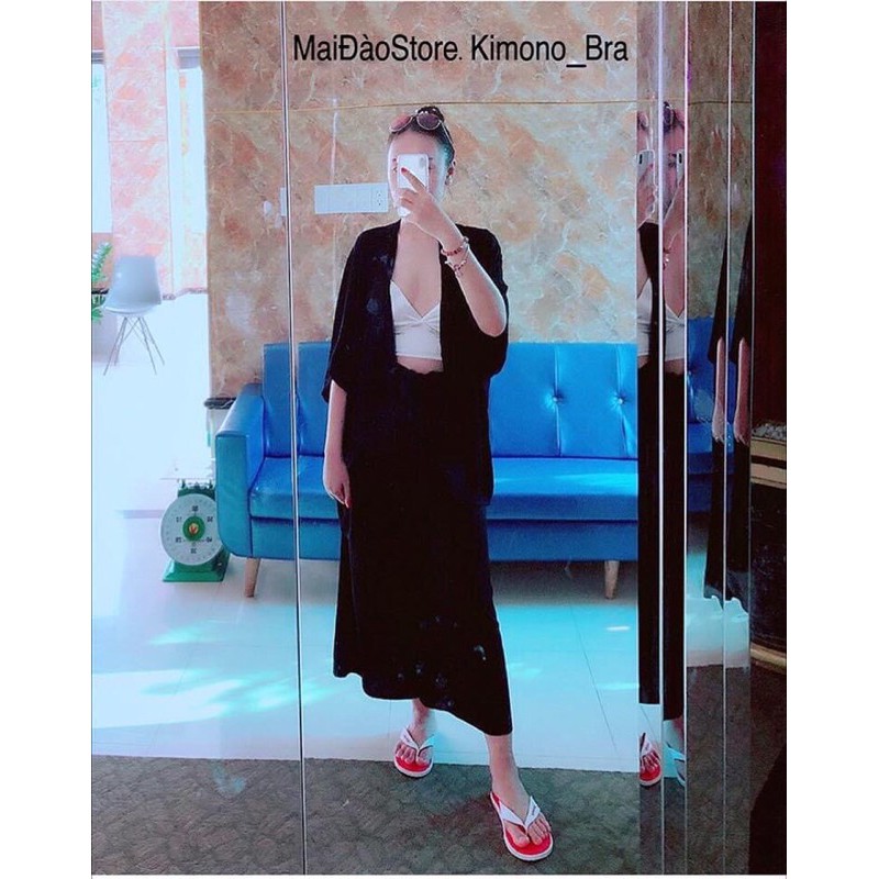 Kimono ĐEN TRƠN . Có nhận may Size Lớn Nhỏ