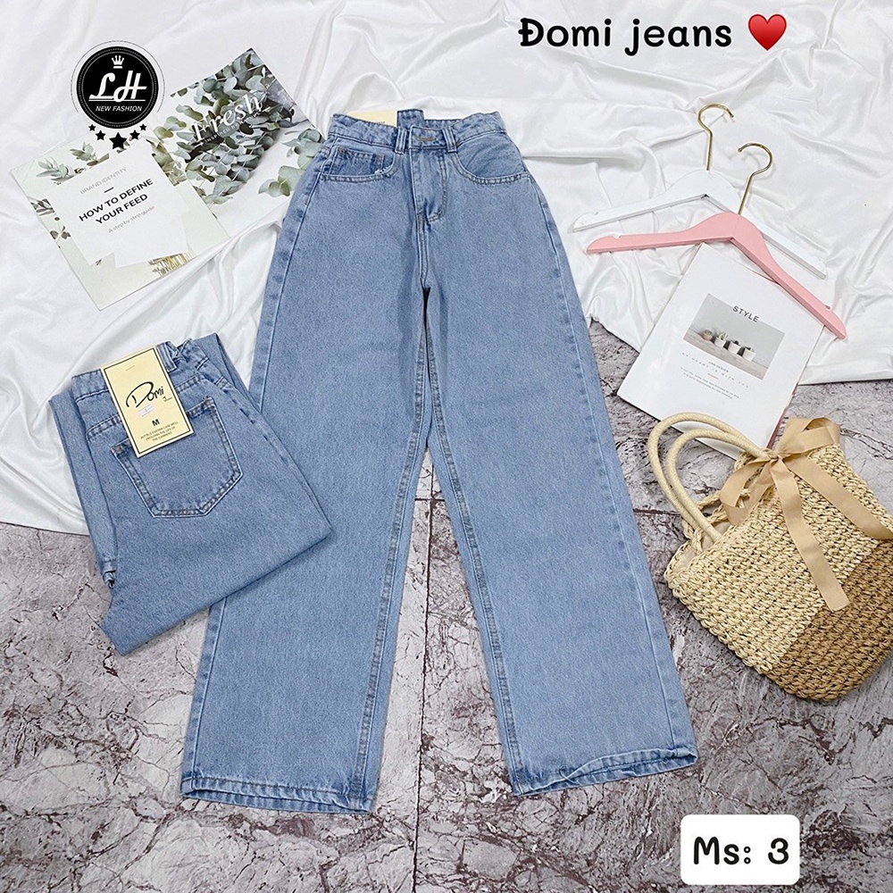 FS50K_Quần Jeans Nữ Ống Rộng Cao Cấp OHS3100 Lê Huy Fashion 4 Màu Trắng, Xanh Đậm, Xanh Nhạt, Xám Đen