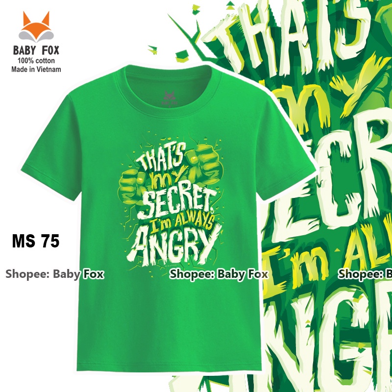 Áo thun bé trai size nhí, trung, đại 100% cotton, thương hiệu BABY FOX, hình siêu anh hùng, người sắt  h