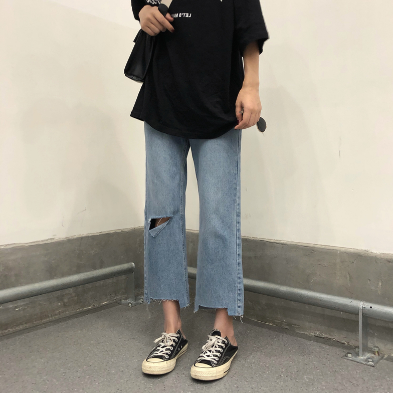 Quần Jeans Nữ Lưng Cao Ống Đứng Thời Trang Hàn