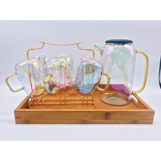 ) Bộ bình 6 cốc thủy tinh đổi mầu