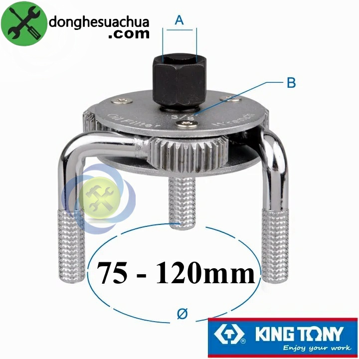 Cảo lọc dầu 3 chấu chân tròn Kingtony 9AE-43 (75-120mm)