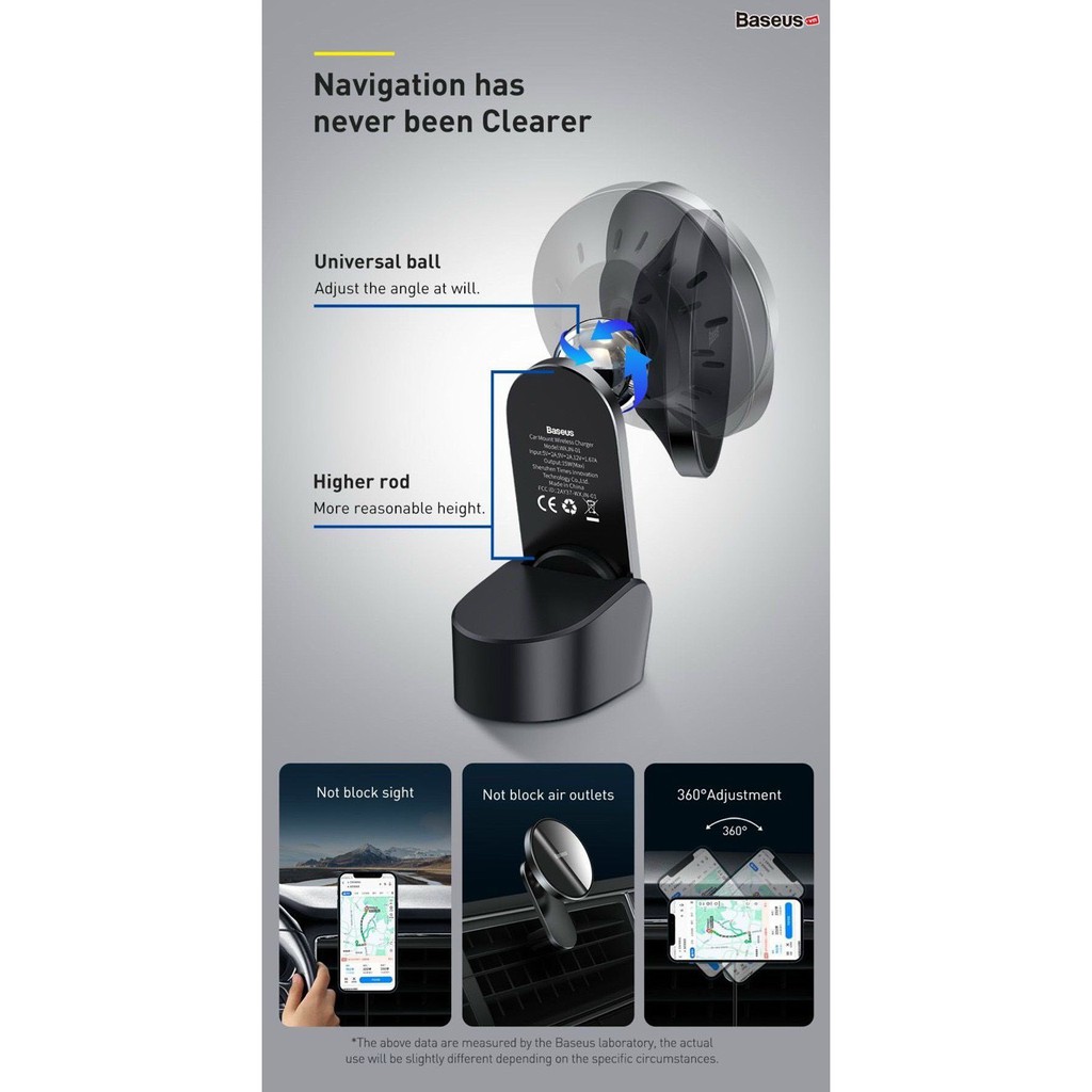 Đế giữ điện thoại trên xe ô tô tích hợp nam châm và sạc không dây Giá đỡ điện thoại kiêm sạc trên ô tô (15W) | BigBuy360 - bigbuy360.vn