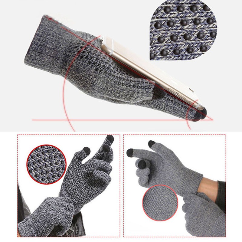 Cặp găng tay dệt kim hỗ trợ chạm cảm ứng màn hình điện thoại tiện dụng dành cho nam và nữ