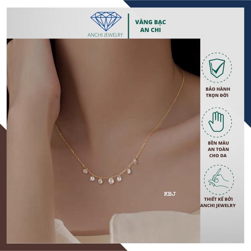 Dây chuyền mặt 7 viên đá nhỏ, chuẩn bạc ta sáng đẹp không xuống màu - An chi jewelry