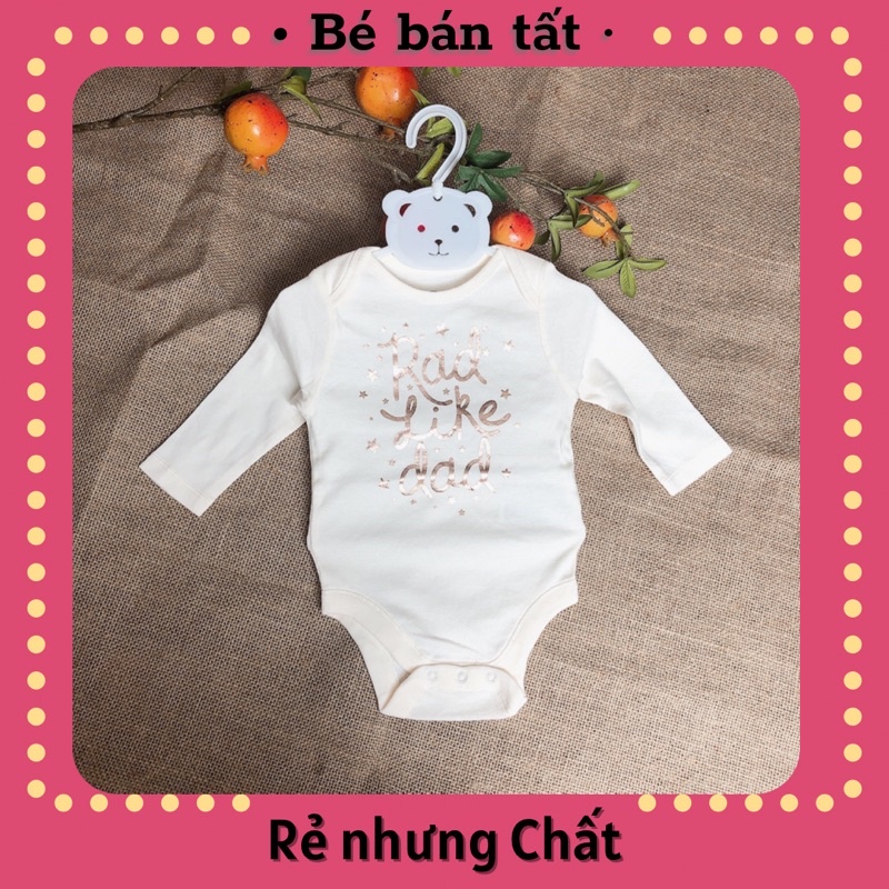 Bodysuit tay dài 0ld Navy, màu be, chữ nhũ Rad like dad